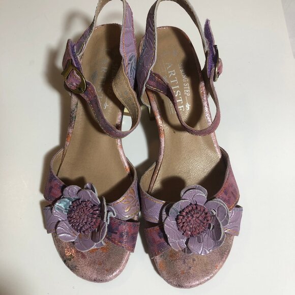 L’Artiste by Spring Step Sandals – Handcrafted Leather Floral Heel - Picture 7 of 14